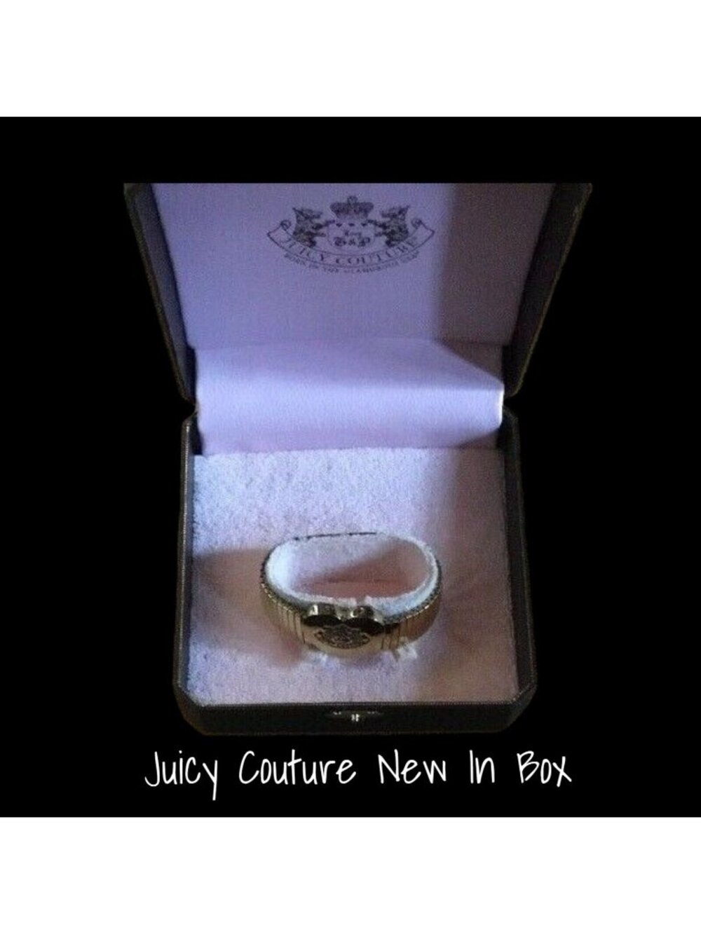 Juicy Couture Heart Bracelet with Accordion Band - Vintage Logo, New In Box